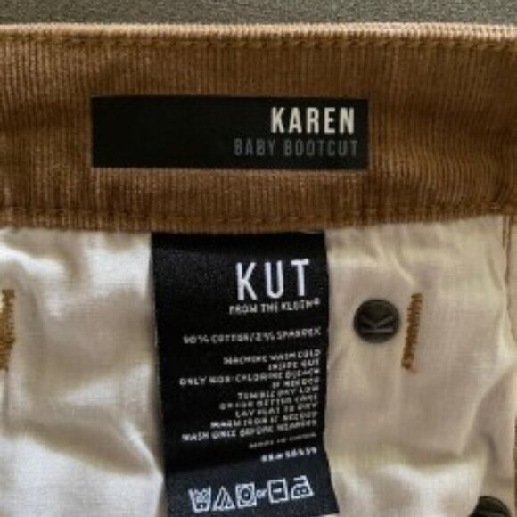 Kut from the Kloth Karen Brown Baby Boot Corduroy Pants 18 - Picture 2 of 5
